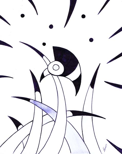 One day, One drawing - Day 185 - Euphoria - Ink drawing by Olivier Cornil