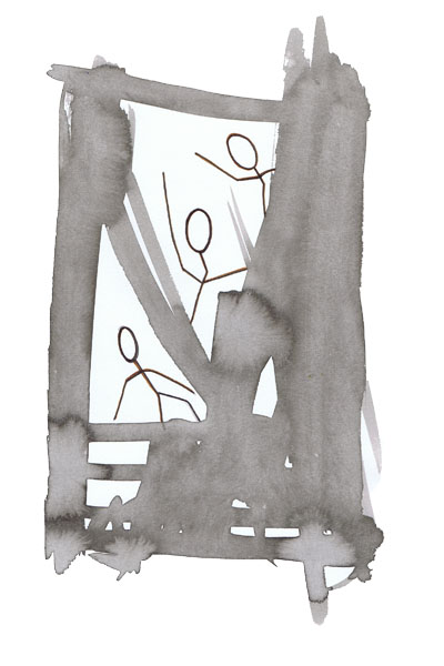 One day, One drawing - Day 188 - I Say Hello, I Say Goodbye - Ink drawing by Olivier Cornil