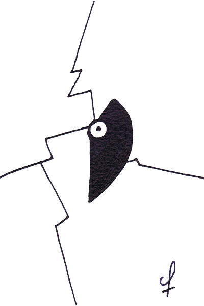 One day, One drawing - Day 189 - Electronic Thinking - Ink drawing by Olivier Cornil