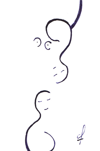 One day, One drawing - Day 190 - I think about you - Ink drawing by Olivier Cornil