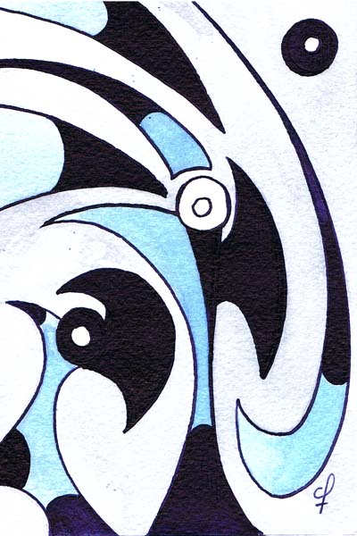 One day, One drawing - Day 192 - Blue Tornado - Ink drawing by Olivier Cornil