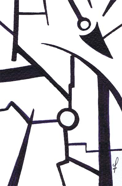 One day, One drawing - Day 195 - Short circuit 01 - Ink drawing by Olivier Cornil