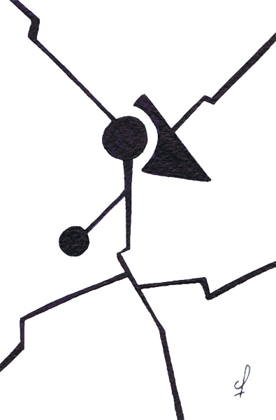 One day, One drawing - Day 196 - Short circuit 02 - Ink drawing by Olivier Cornil