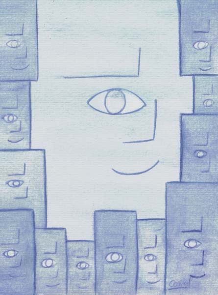 One day, One drawing - Day 201 - Great architect (variation) - Ink drawing by Olivier Cornil