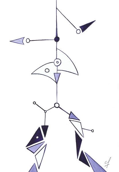 One day, One drawing - Day 207 - Totem (variation) - Ink drawing by Olivier Cornil