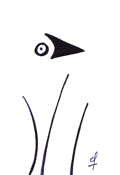 One day, One drawing - Day 213 - Alone! - Ink drawing by Olivier Cornil