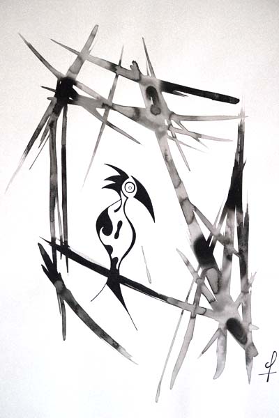 One day, One drawing - Day 222 - Dark Ideas - Ink drawing by Olivier Cornil
