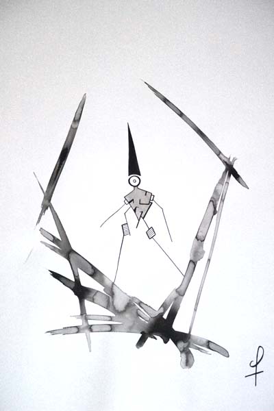 One day, One drawing - Day 223 - Super Me - Ink drawing by Olivier Cornil