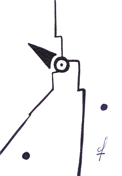 One day, One drawing - Day 233 - Little Flea - Ink drawing by Olivier Cornil