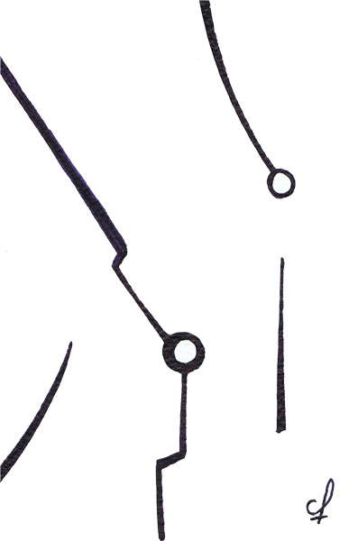 One day, One drawing - Day 234 - Minimalist circuit - Ink drawing by Olivier Cornil
