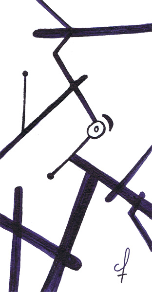 One day, One drawing - Day 237 - Inner Search - Ink drawing by Olivier Cornil