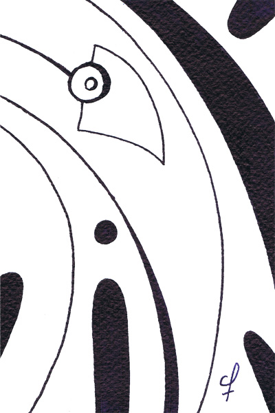 One day, One drawing - Day 239 - Lucid look - Ink drawing by Olivier Cornil