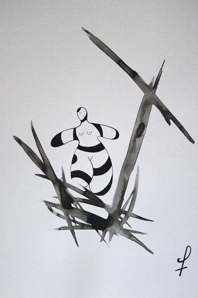 One day, One drawing - Day 244 - Freedom- Ink drawing by Olivier Cornil