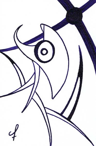 One day, One drawing - Day 245 - Look at me - Ink drawing by Olivier Cornil