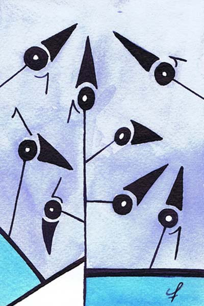 One day, One drawing - Day 246 - Heavy trafic - Ink drawing by Olivier Cornil