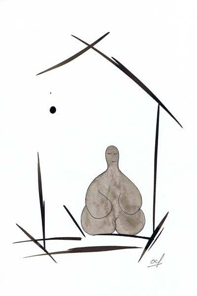 One day, One drawing - Day 248 - First Man Moon - Ink drawing by Olivier Cornil
