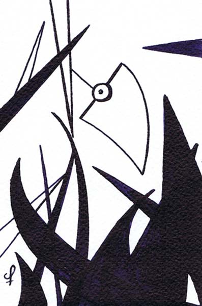 One day, One drawing - Day 249 - Across The City Jungle - Ink drawing by Olivier Cornil