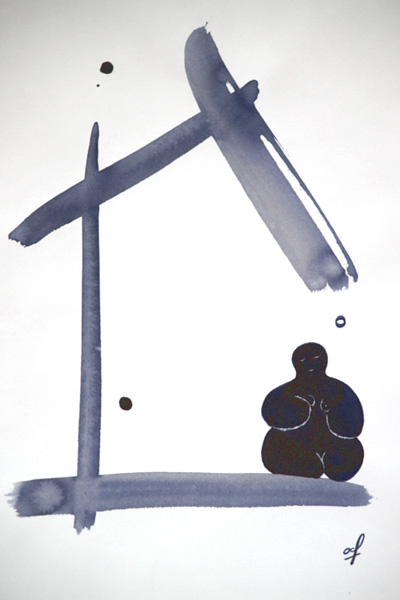 One day, One drawing - Day 251 - The Pillar - Ink drawing by Olivier Cornil