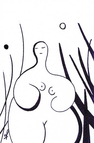 One day, One drawing - Day 252 - Between two inspirations - Ink drawing by Olivier Cornil