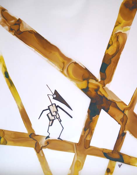 One day, One drawing - Day 256- Balance - Ink drawing by Olivier Cornil