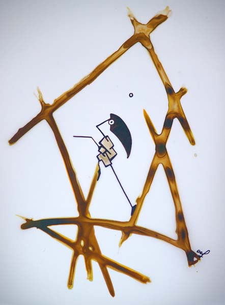 One day, One drawing - Day 257- Firmly in place - Ink drawing by Olivier Cornil