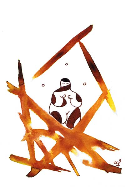 One day, One drawing - Day 260 - Three Point Meditation - Ink drawing by Olivier Cornil