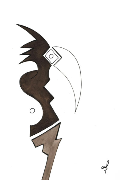 One day, One drawing - Day 263 - Frozen in Time - Ink drawing by Olivier Cornil
