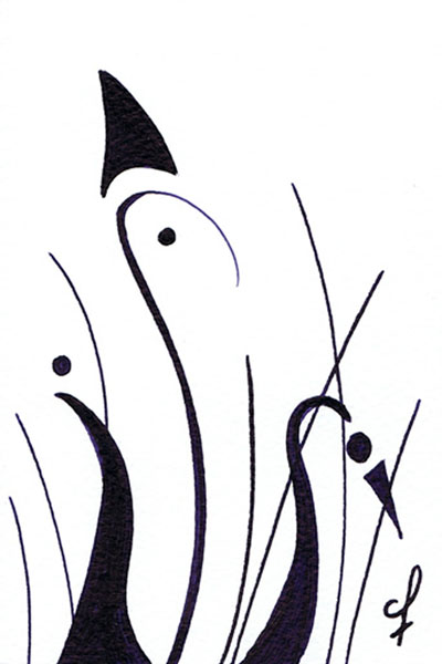 One day, One drawing - Day 264 - Three Points - Ink drawing by Olivier Cornil