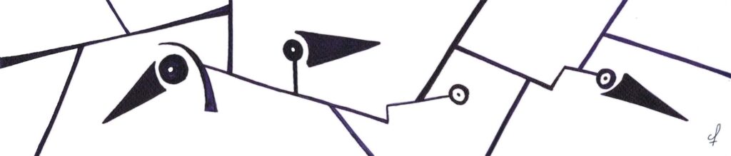One day, One drawing - Day 268 - Robotized - Ink drawing by Olivier Cornil