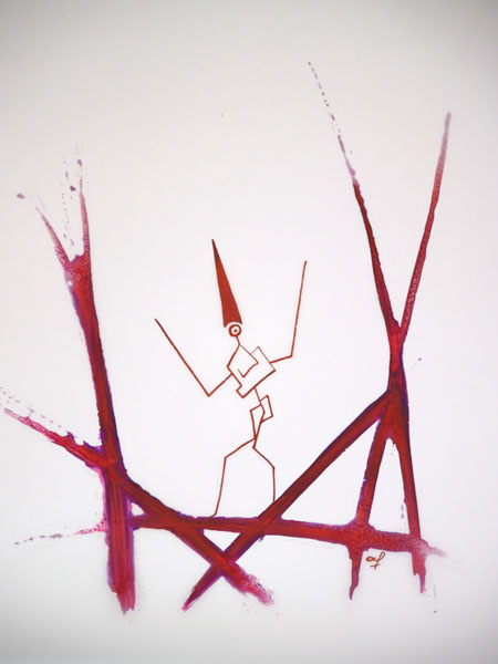 One day, One drawing - Day 270 - Damn it! - Ink drawing by Olivier Cornil