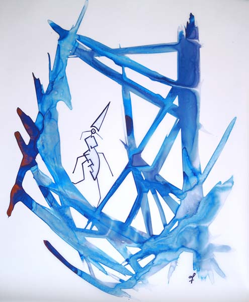 One day, One drawing - Day 271 - At the heart of the wave - Ink drawing by Olivier Cornil