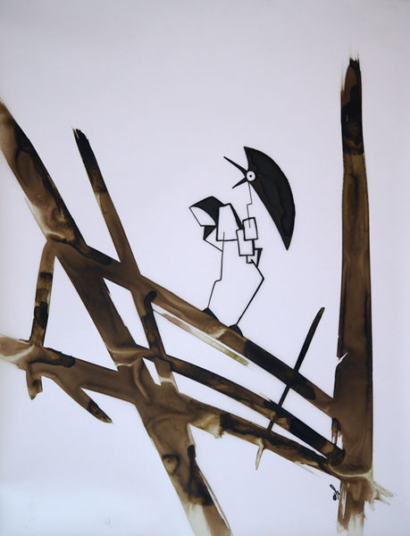 One day, One drawing - Day 277 - Enemy programmed - Ink drawing by Olivier Cornil