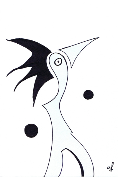 One day, One drawing - Day 287 - In the wind 01 - Ink drawing by Olivier Cornil