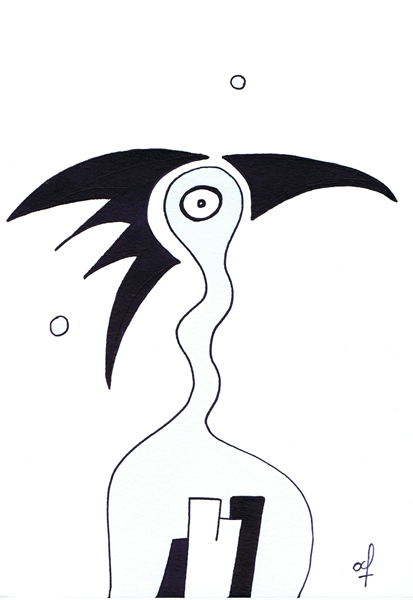 One day, One drawing - Day 288 - In the wind 02 - Ink drawing by Olivier Cornil