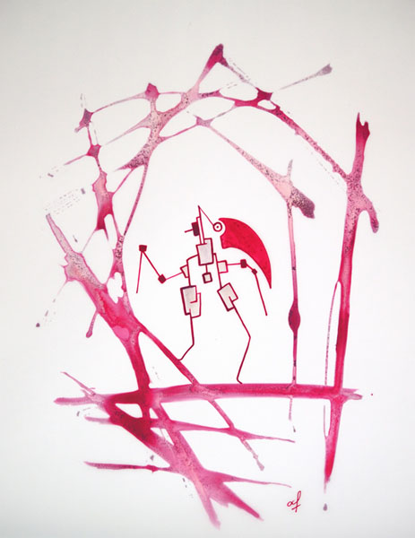 One day, One drawing - Day 289 - Blood on the hands - Ink drawing by Olivier Cornil