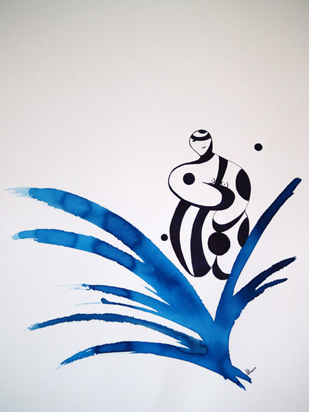 One day, One drawing - Day 291 - Hurted Venus - Ink drawing by Olivier Cornil