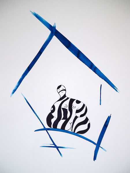 One day, One drawing - Day 294 - Return to home - Ink drawing by Olivier Cornil