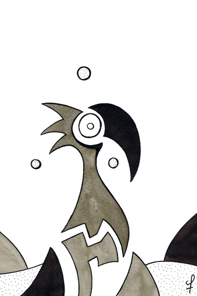 One day, One drawing - Day 297 - Unconscious Puzzle - Ink drawing by Olivier Cornil