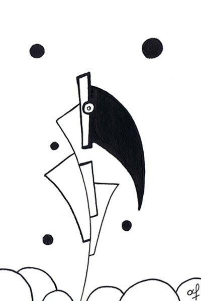 One day, One drawing - Day 307 - Dark thoughts - Ink drawing by Olivier Cornil