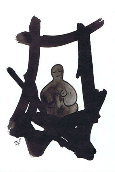 One day, One drawing - Day 309 - In the night - Ink drawing by Olivier Cornil
