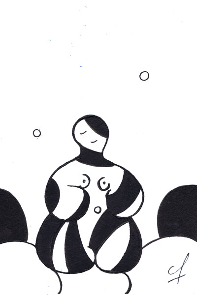 One day, One drawing - Day 314 - Humanist Reflection - Ink drawing by Olivier Cornil