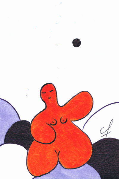 One day, One drawing - Day 316 - Jealousy - Ink drawing by Olivier Cornil