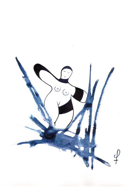 One day, One drawing - Day 318 - Free to think - Ink drawing by Olivier Cornil