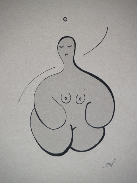 One day, One drawing - Day 323 - Scorn! - Ink drawing by Olivier Cornil