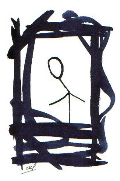 One day, One drawing - Day 324 - Social media 01 - Ink drawing by Olivier Cornil