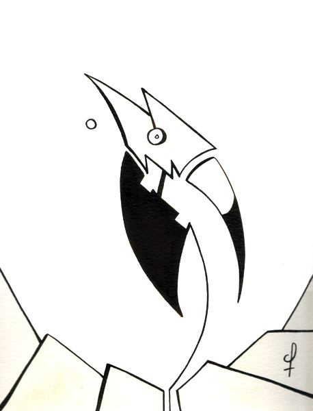 One day, One drawing - Day 327 - Blades and Tears - Ink drawing by Olivier Cornil