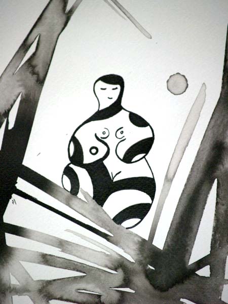 Deep Reflection - Ink drawing by Olivier Cornil - One day, One drawing - Day 335 - Zoom