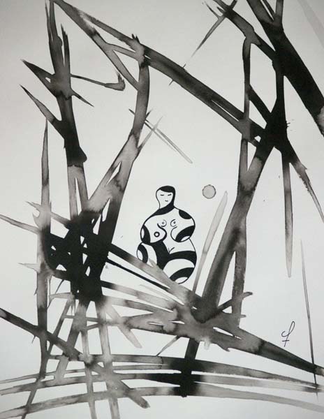 Deep Reflection - Ink drawing by Olivier Cornil - One day, One drawing - Day 335
