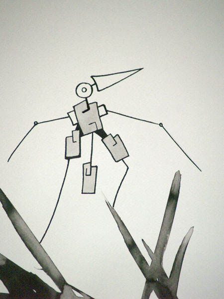 The Messenger - Ink drawing by Olivier Cornil - One day, One drawing - Day 336 - Zoom