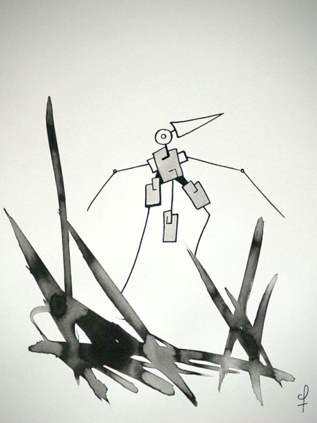 The Messenger - Ink drawing by Olivier Cornil - One day, One drawing - Day 336